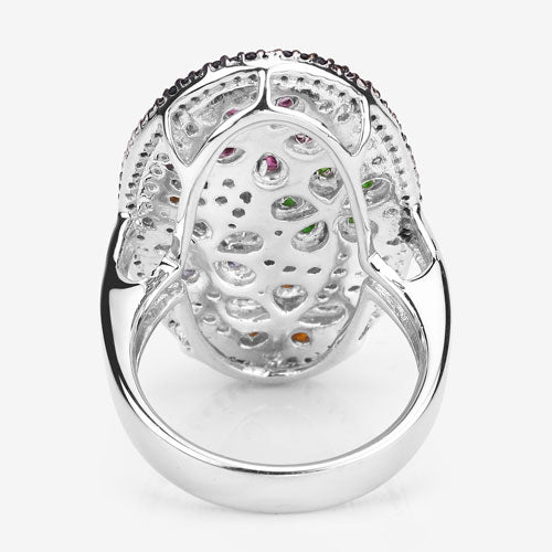 5.01 Carat Genuine Multi Stones .925 Sterling Silver Ring - Image 10