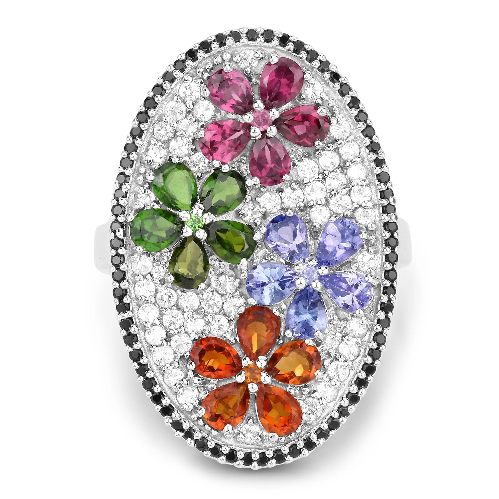 5.01 Carat Genuine Multi Stones .925 Sterling Silver Ring - Image 3