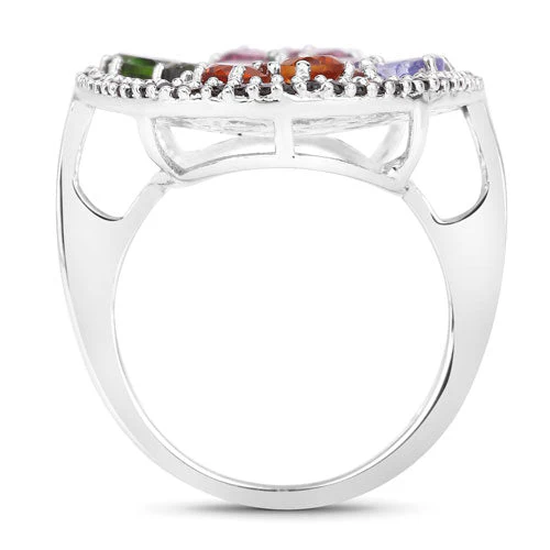5.01 Carat Genuine Multi Stones .925 Sterling Silver Ring - Image 6