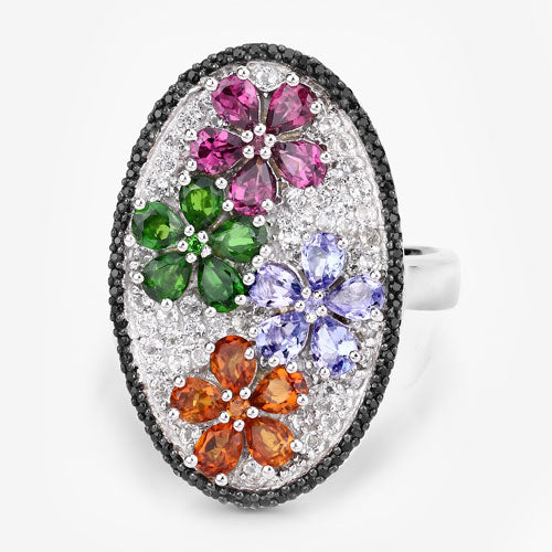 5.01 Carat Genuine Multi Stones .925 Sterling Silver Ring - Image 8