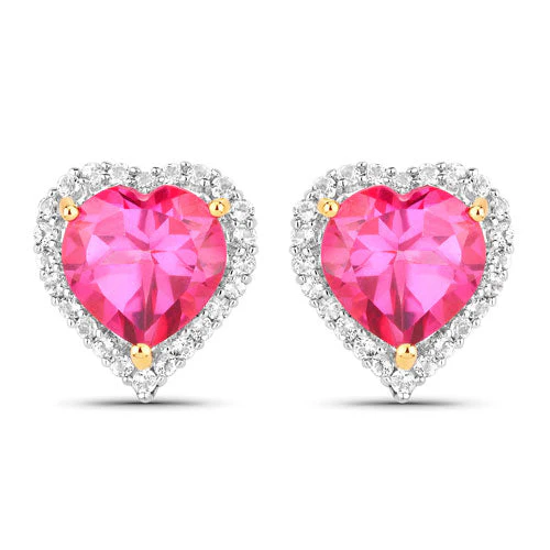 5.04 Carat Genuine Pink Topaz and White Topaz .925 Sterling Silver Earrings