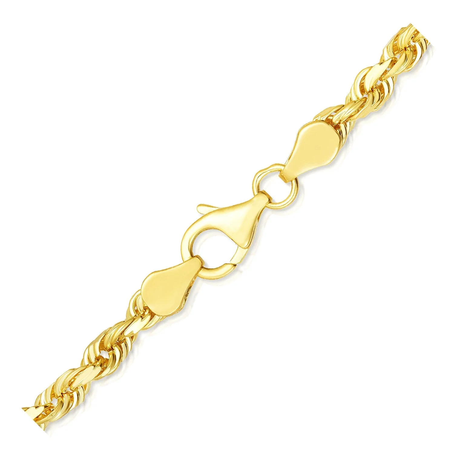 5.0mm 10k Yellow Gold Solid Diamond Cut Rope Bracelet - Image 6