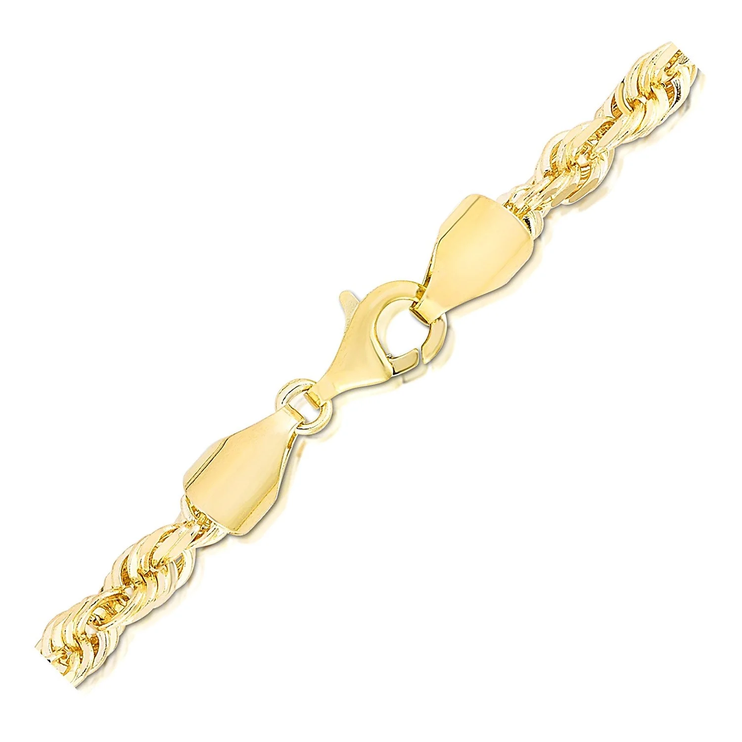 5.0mm 14k Yellow Gold Solid Diamond Cut Rope Bracelet - Image 5