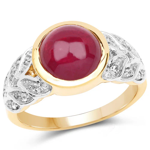 5.11 Carat Glass Filled Ruby and White Topaz .925 Sterling Silver Ring - Image 4
