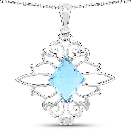 5.15 Carat Genuine Swiss Blue Topaz .925 Sterling Silver Pendant - Image 3