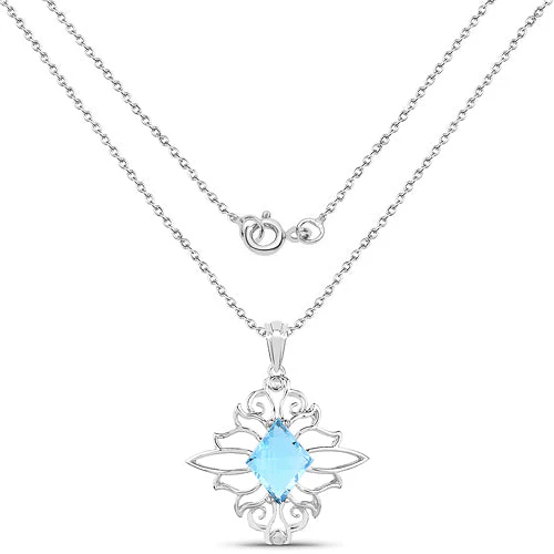 5.15 Carat Genuine Swiss Blue Topaz .925 Sterling Silver Pendant - Image 4