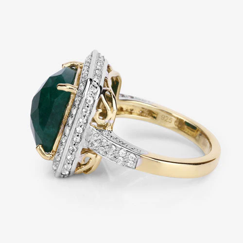5.18 Carat Dyed Emerald and White Topaz .925 Sterling Silver Ring - Image 11