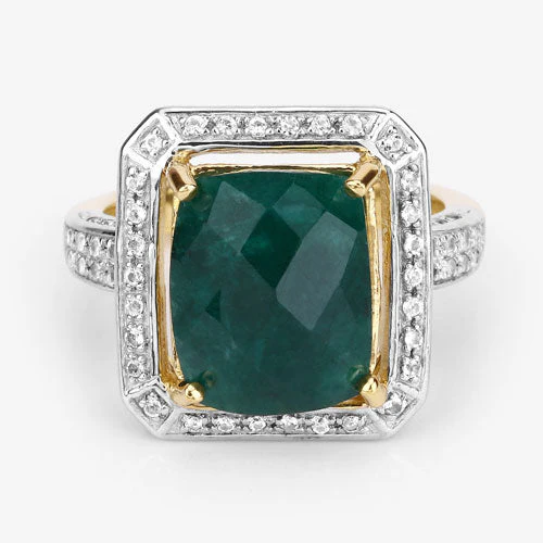5.18 Carat Dyed Emerald and White Topaz .925 Sterling Silver Ring - Image 12