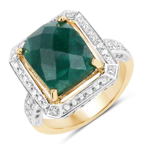 5.18 Carat Dyed Emerald and White Topaz .925 Sterling Silver Ring - Image 5