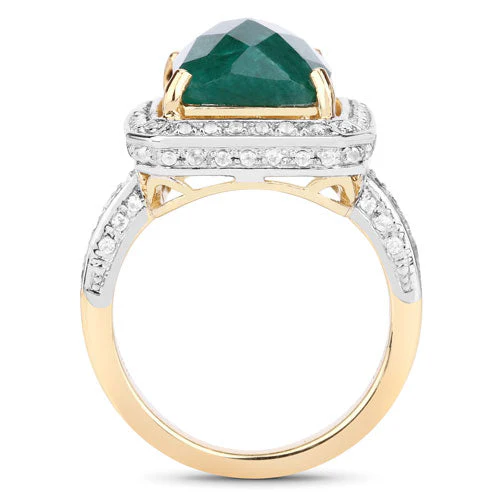 5.18 Carat Dyed Emerald and White Topaz .925 Sterling Silver Ring - Image 6
