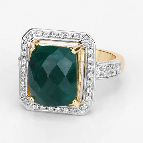 5.18 Carat Dyed Emerald and White Topaz .925 Sterling Silver Ring - Image 8
