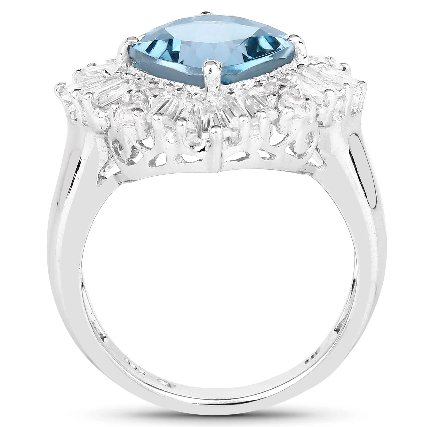 5.19 Carat Genuine London Blue Topaz & White Topaz .925 Sterling Silver Ring - Image 2