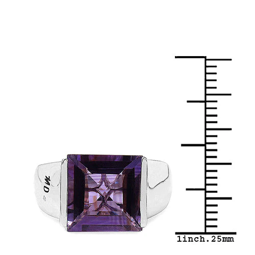 5.21 Carat Genuine Amethyst & White Diamond .925 Sterling Silver Ring - Image 3
