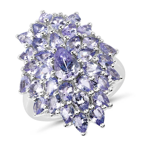 5.27 Carat Genuine Tanzanite .925 Sterling Silver Ring - Image 4