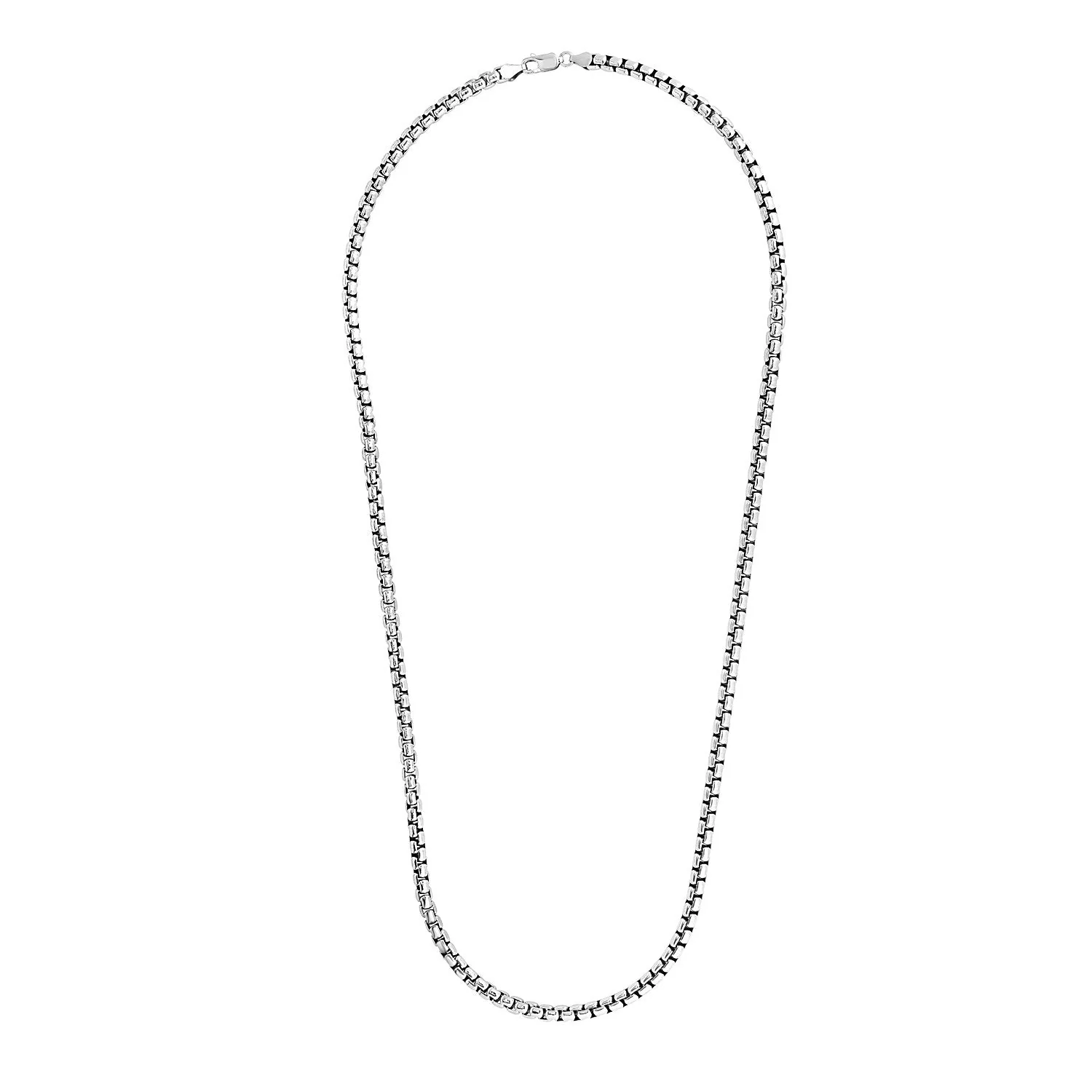 5.2mm Sterling Silver Rhodium Plated Round Box Chain - Image 6
