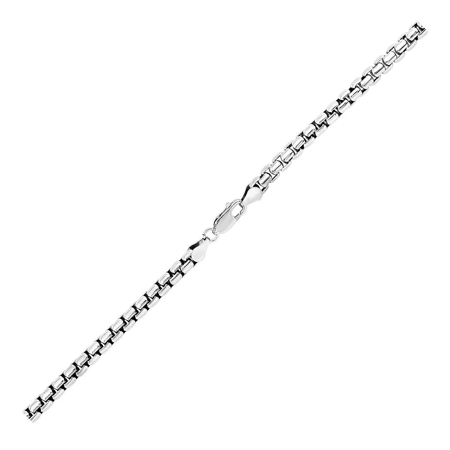 5.2mm Sterling Silver Rhodium Plated Round Box Chain - Image 7