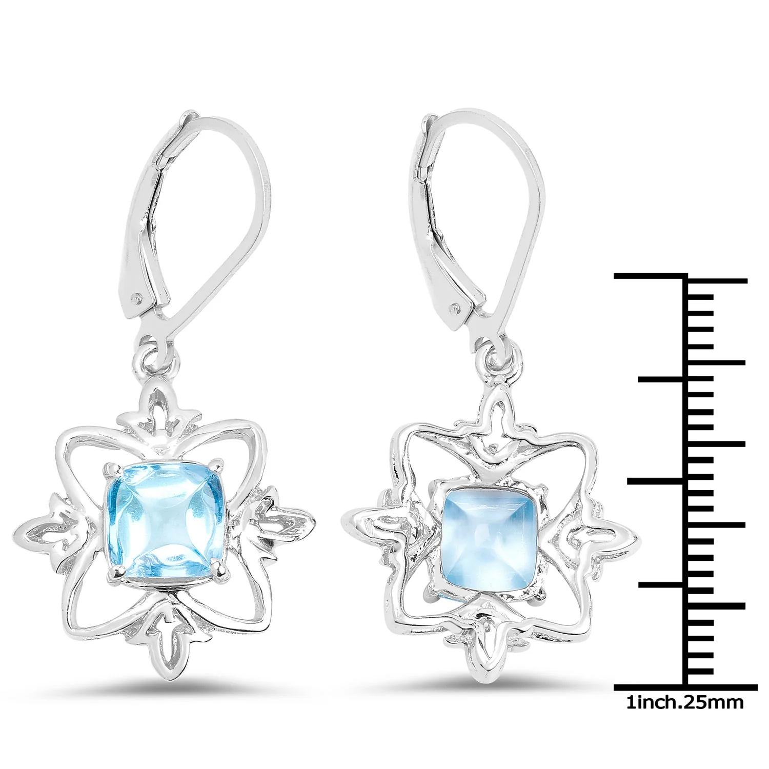 5.30 Carat Genuine Swiss Blue Topaz .925 Sterling Silver Earrings - Image 3