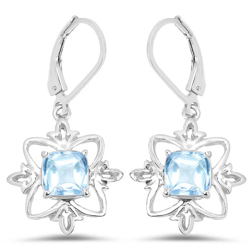 5.30 Carat Genuine Swiss Blue Topaz .925 Sterling Silver Earrings - Image 5
