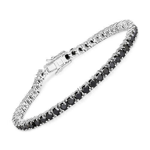 5.40 Carat Genuine Black Diamond .925 Sterling Silver Bracelet - Image 2
