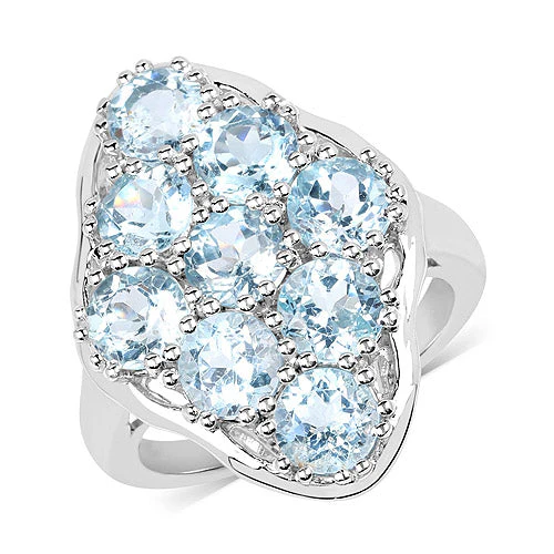 5.40 Carat Genuine Blue Topaz .925 Sterling Silver Ring - Image 4