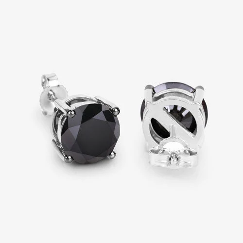 5.41 Carat Genuine Black Diamond 14K White Gold Earrings - Image 12