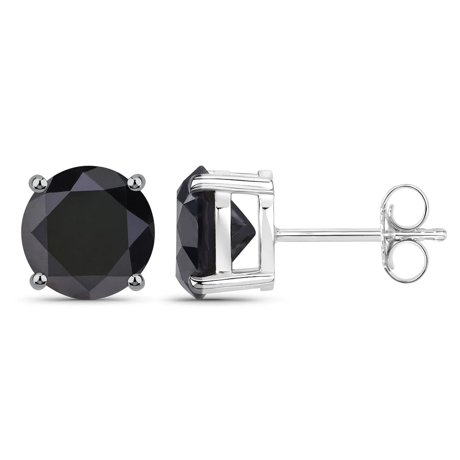 5.41 Carat Genuine Black Diamond 14K White Gold Earrings - Image 2