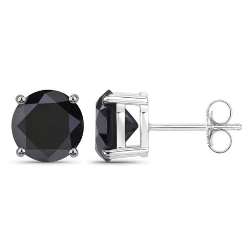 5.41 Carat Genuine Black Diamond 14K White Gold Earrings - Image 6
