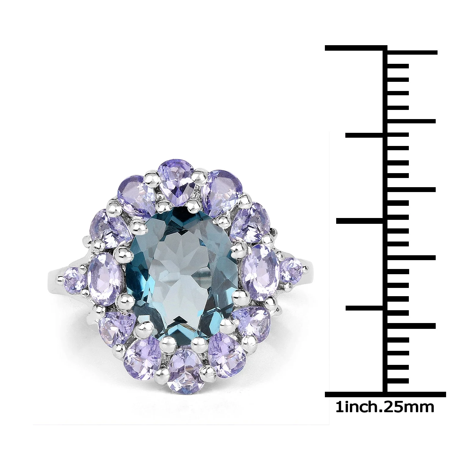5.41 Carat Genuine London Blue Topaz and Tanzanite .925 Sterling Silver Ring - Image 3