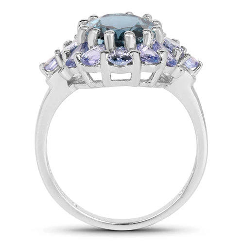 5.41 Carat Genuine London Blue Topaz and Tanzanite .925 Sterling Silver Ring - Image 5
