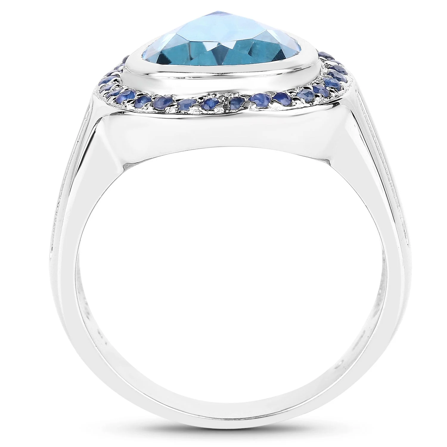 5.42 Carat Genuine Blue Topaz and Blue Sapphire .925 Sterling Silver Ring - Image 2