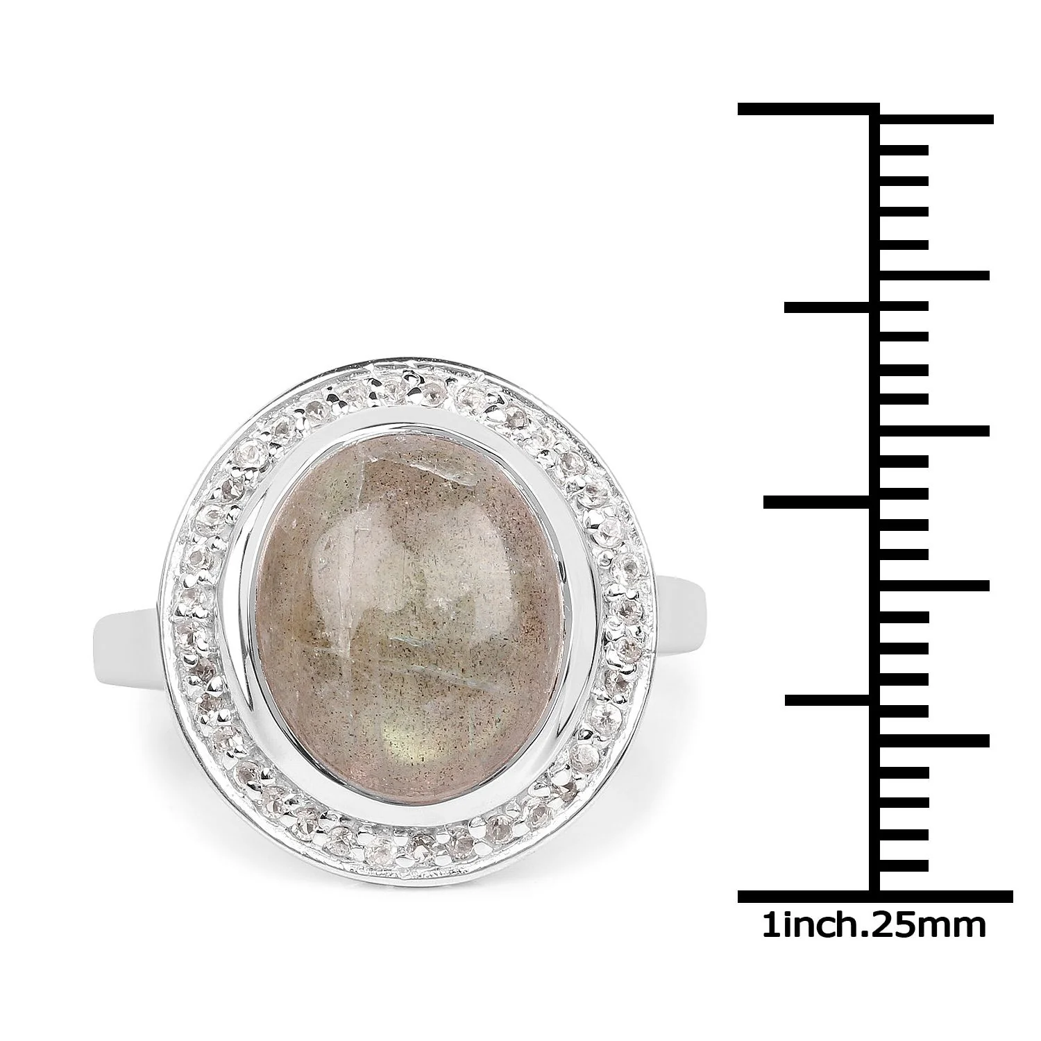5.43 Carat Genuine Labradorite and White Topaz .925 Sterling Silver Ring - Image 3