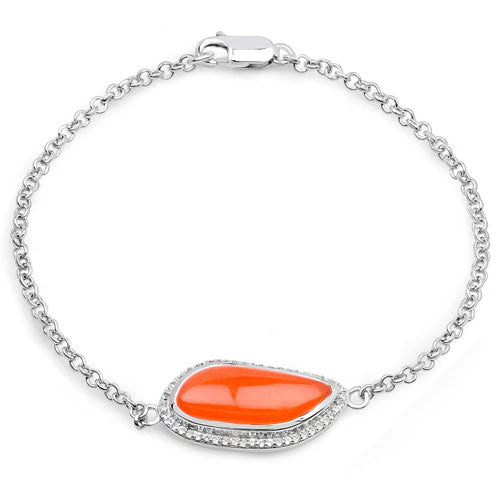 5.50 Carat Genuine Carnelian And White Topaz .925 Sterling Silver Bracelet - Image 6
