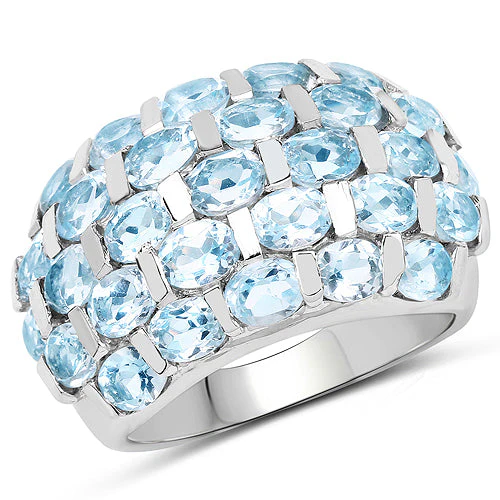 5.51 Carat Genuine Blue Topaz .925 Sterling Silver Ring - Image 4