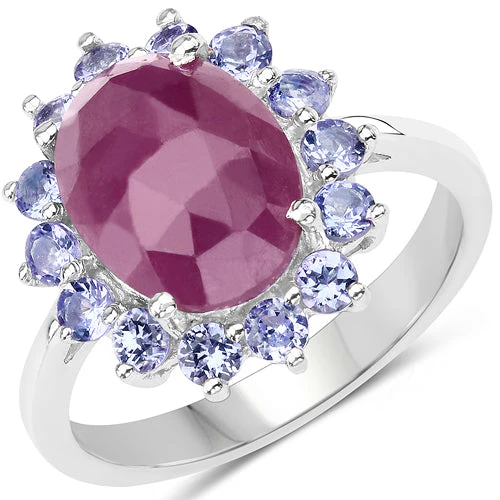 5.53 Carat Genuine Pink Sapphire & Tanzanite .925 Sterling Silver Ring - Image 4