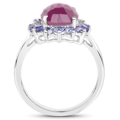 5.53 Carat Genuine Pink Sapphire & Tanzanite .925 Sterling Silver Ring - Image 5