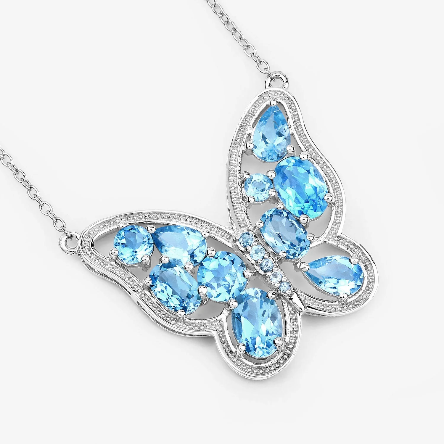 5.54 Carat Genuine Swiss Blue Topaz .925 Sterling Silver Necklace - Image 4