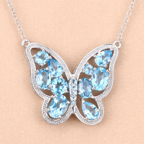 5.54 Carat Genuine Swiss Blue Topaz .925 Sterling Silver Necklace - Image 9