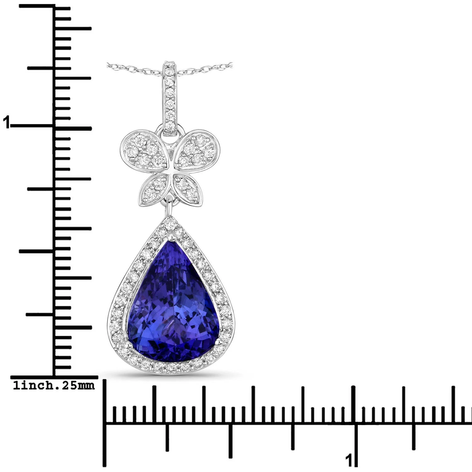 5.54 Carat Genuine Tanzanite and White Diamond 18K White Gold Pendant - Image 3