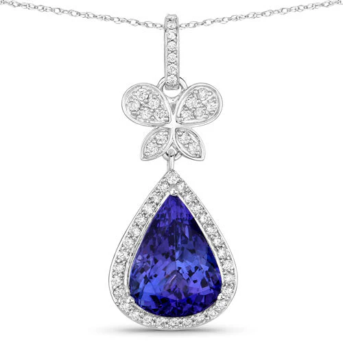 5.54 Carat Genuine Tanzanite and White Diamond 18K White Gold Pendant - Image 5
