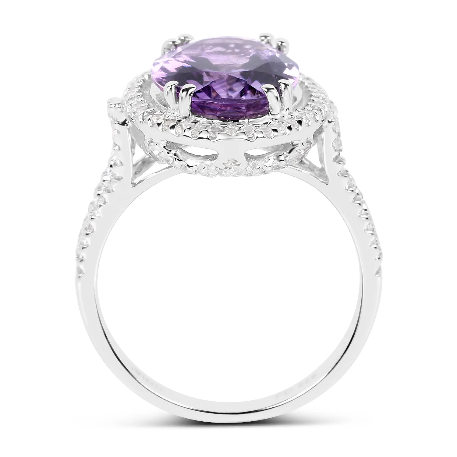 5.55 Carat Genuine Amethyst & White Topaz .925 Sterling Silver Ring - Image 2
