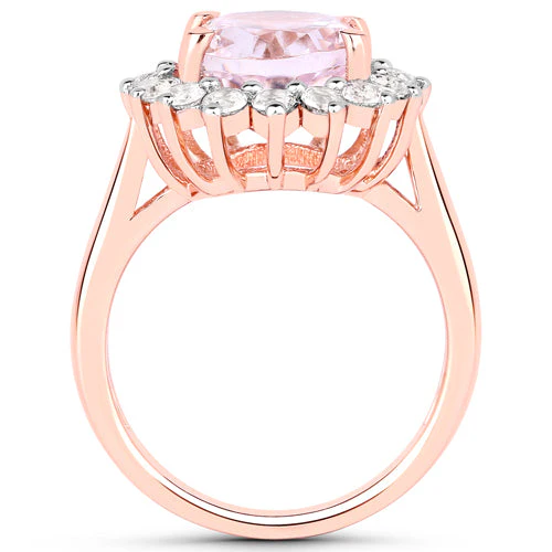 5.56 Carat Genuine Kunzite and White Topaz .925 Sterling Silver Ring - Image 5