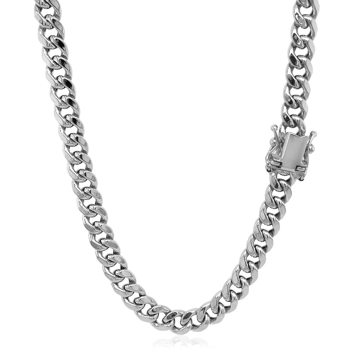 5.5mm 14k White Gold Miami Cuban Semi Solid Chain - Image 3