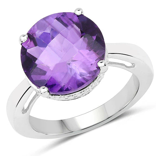 5.60 Carat Genuine Amethyst .925 Sterling Silver Ring - Image 4