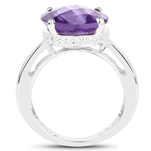 5.60 Carat Genuine Amethyst .925 Sterling Silver Ring - Image 5