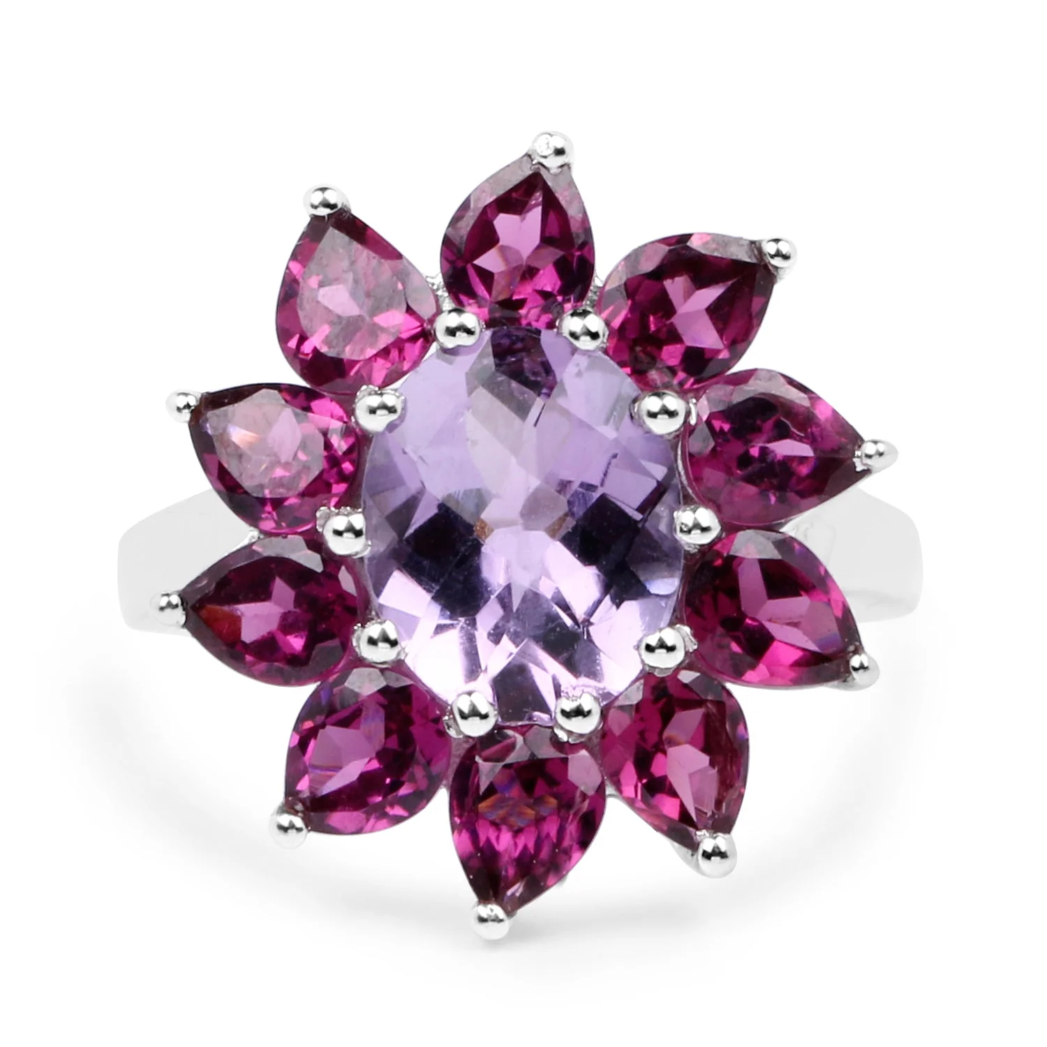 5.65 Carat Genuine Amethyst and Rhodolite .925 Sterling Silver Ring - Image 3