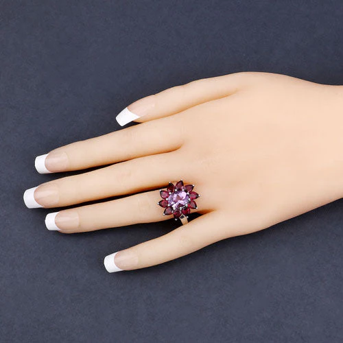 5.65 Carat Genuine Amethyst and Rhodolite .925 Sterling Silver Ring - Image 9