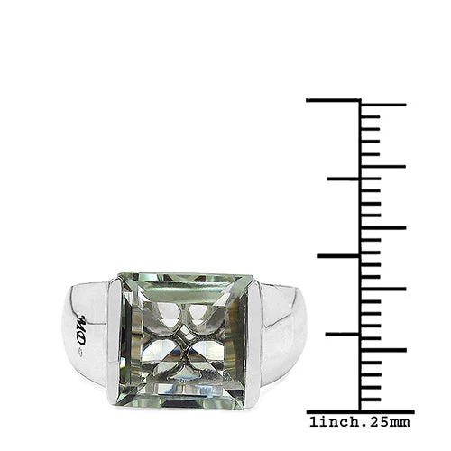 5.71 Carat Genuine Green Amethyst & White Diamond .925 Sterling Silver Ring - Image 3
