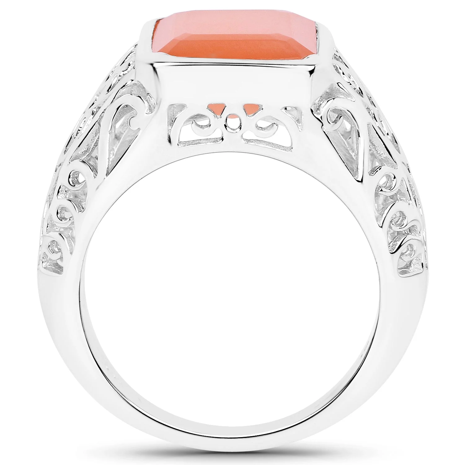 5.75 Carat Genuine Peach Moonstone .925 Sterling Silver Ring - Image 2