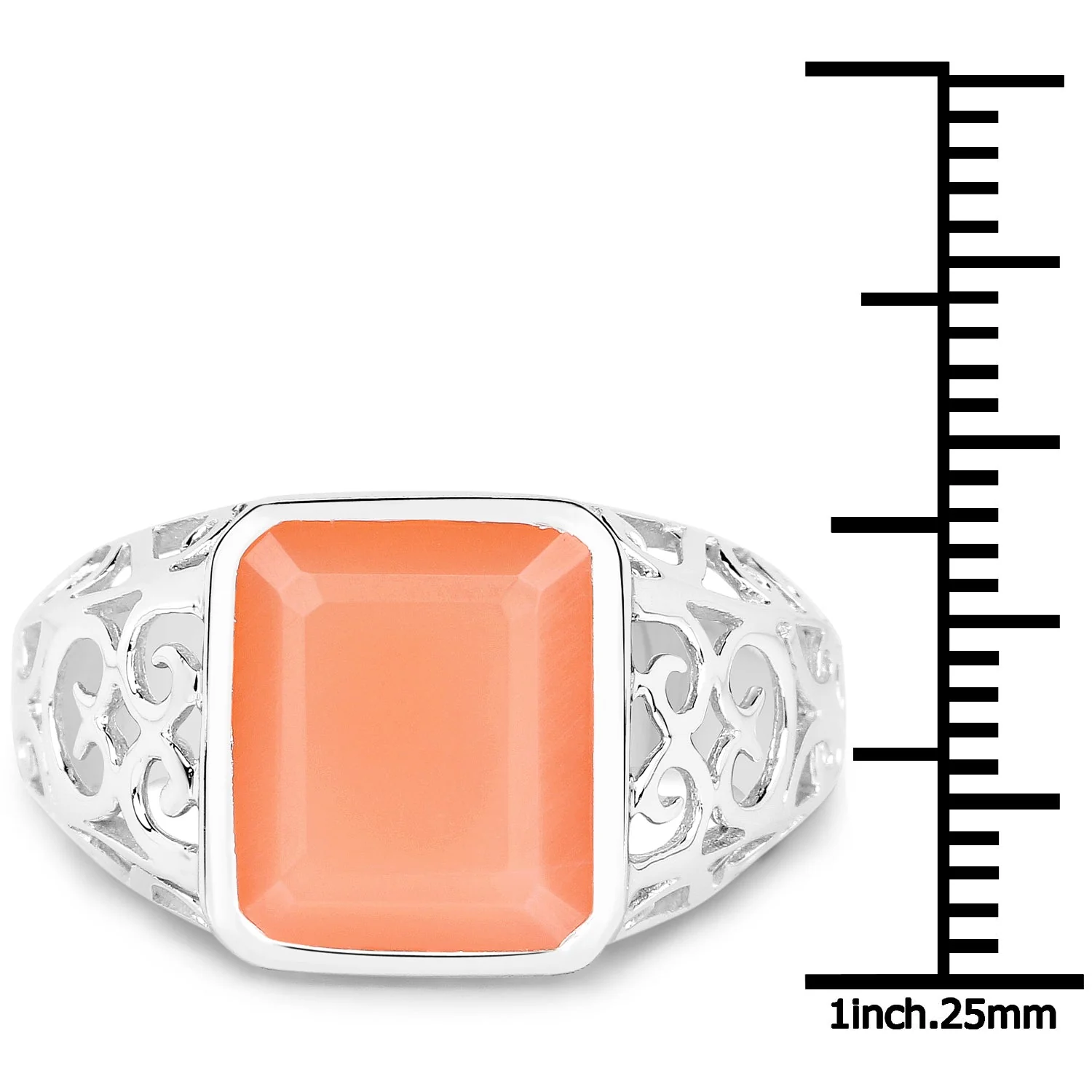 5.75 Carat Genuine Peach Moonstone .925 Sterling Silver Ring - Image 3