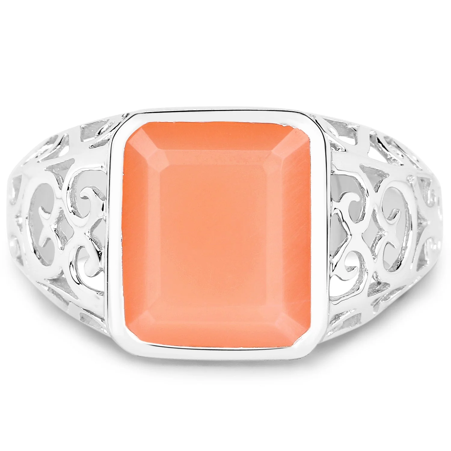5.75 Carat Genuine Peach Moonstone .925 Sterling Silver Ring - Image 4